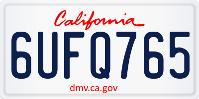 CA license plate 6UFQ765