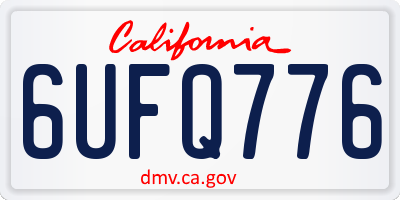 CA license plate 6UFQ776