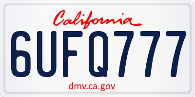 CA license plate 6UFQ777