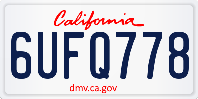 CA license plate 6UFQ778