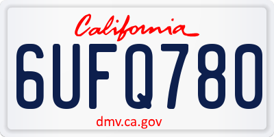 CA license plate 6UFQ780