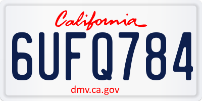 CA license plate 6UFQ784