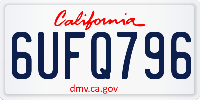 CA license plate 6UFQ796
