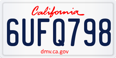 CA license plate 6UFQ798
