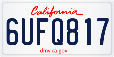 CA license plate 6UFQ817