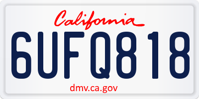 CA license plate 6UFQ818