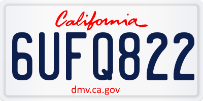 CA license plate 6UFQ822