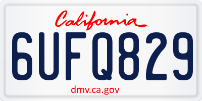 CA license plate 6UFQ829