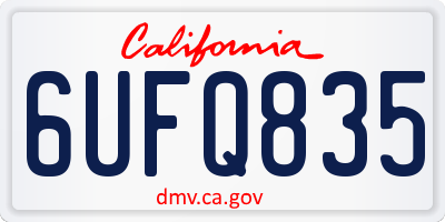 CA license plate 6UFQ835