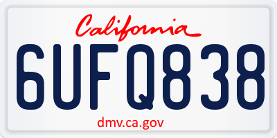 CA license plate 6UFQ838