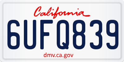 CA license plate 6UFQ839