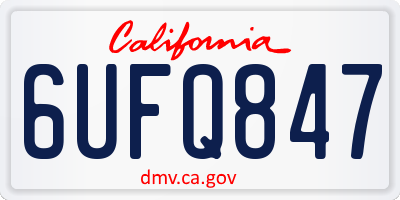 CA license plate 6UFQ847