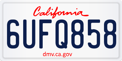 CA license plate 6UFQ858