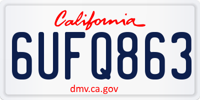 CA license plate 6UFQ863