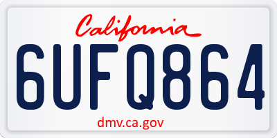 CA license plate 6UFQ864