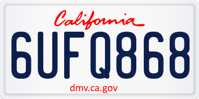 CA license plate 6UFQ868