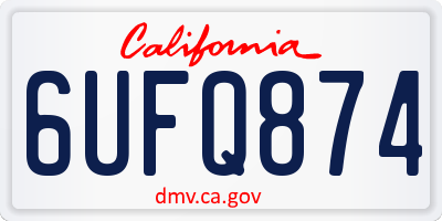 CA license plate 6UFQ874