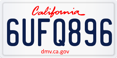CA license plate 6UFQ896