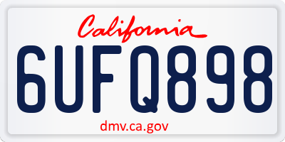 CA license plate 6UFQ898