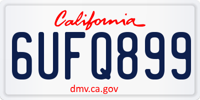 CA license plate 6UFQ899