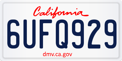 CA license plate 6UFQ929