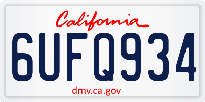 CA license plate 6UFQ934