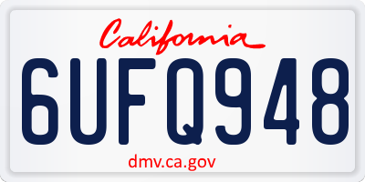 CA license plate 6UFQ948
