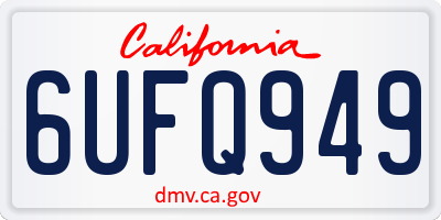 CA license plate 6UFQ949