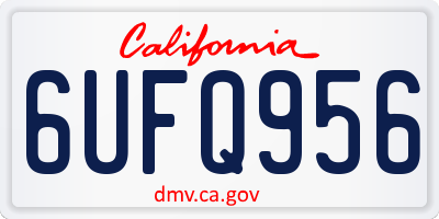 CA license plate 6UFQ956