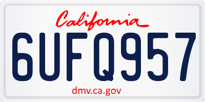 CA license plate 6UFQ957