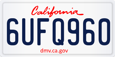 CA license plate 6UFQ960