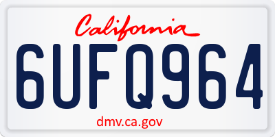 CA license plate 6UFQ964