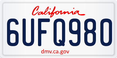 CA license plate 6UFQ980