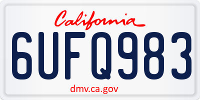 CA license plate 6UFQ983