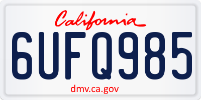 CA license plate 6UFQ985