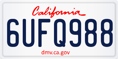 CA license plate 6UFQ988