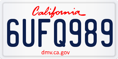CA license plate 6UFQ989