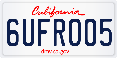 CA license plate 6UFR005