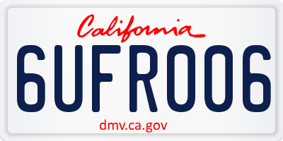 CA license plate 6UFR006