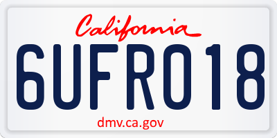 CA license plate 6UFR018