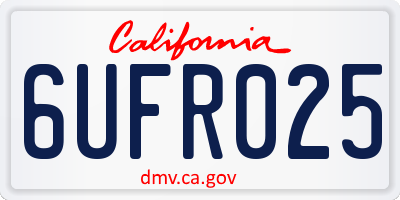 CA license plate 6UFR025