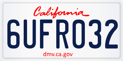 CA license plate 6UFR032