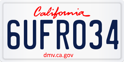 CA license plate 6UFR034