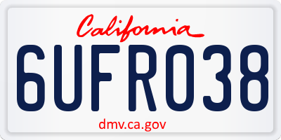 CA license plate 6UFR038