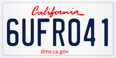 CA license plate 6UFR041