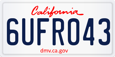 CA license plate 6UFR043