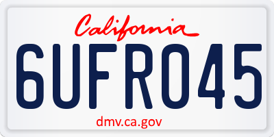 CA license plate 6UFR045