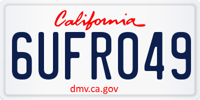 CA license plate 6UFR049