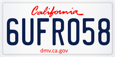 CA license plate 6UFR058