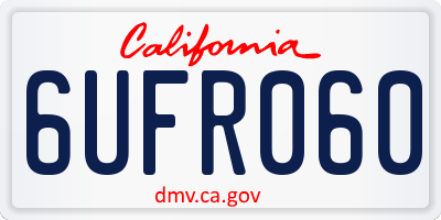 CA license plate 6UFR060